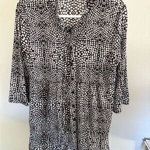 Style & Co. Black and White Patterned Blouse